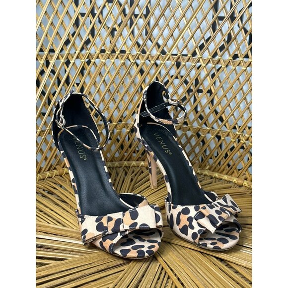VENUS Shoes - Venus Ladies Leopard Print With Front Bow Sophisticated, Night Out Heels Size 6
